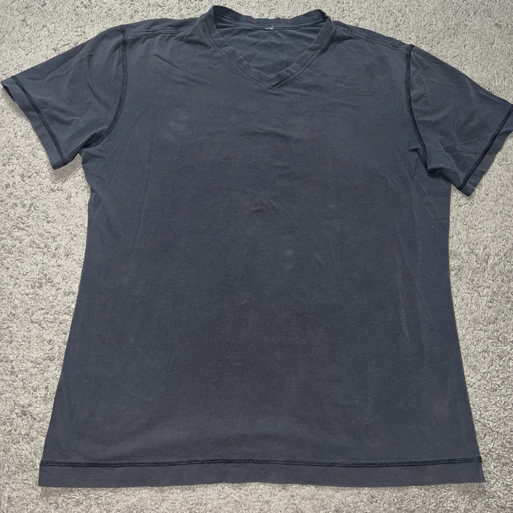 Lululemon Fundamental T-Shirt Men's M/L Black Pima Cotton V-Neck Casual Slimming